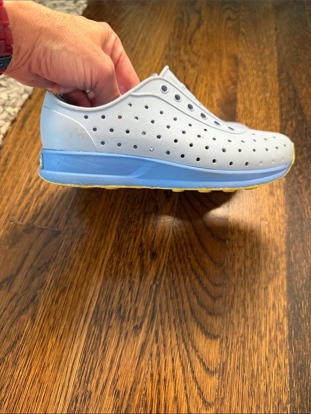 Native Kids Sugarlite Water Shoes in Light Blue with Yellow Accents